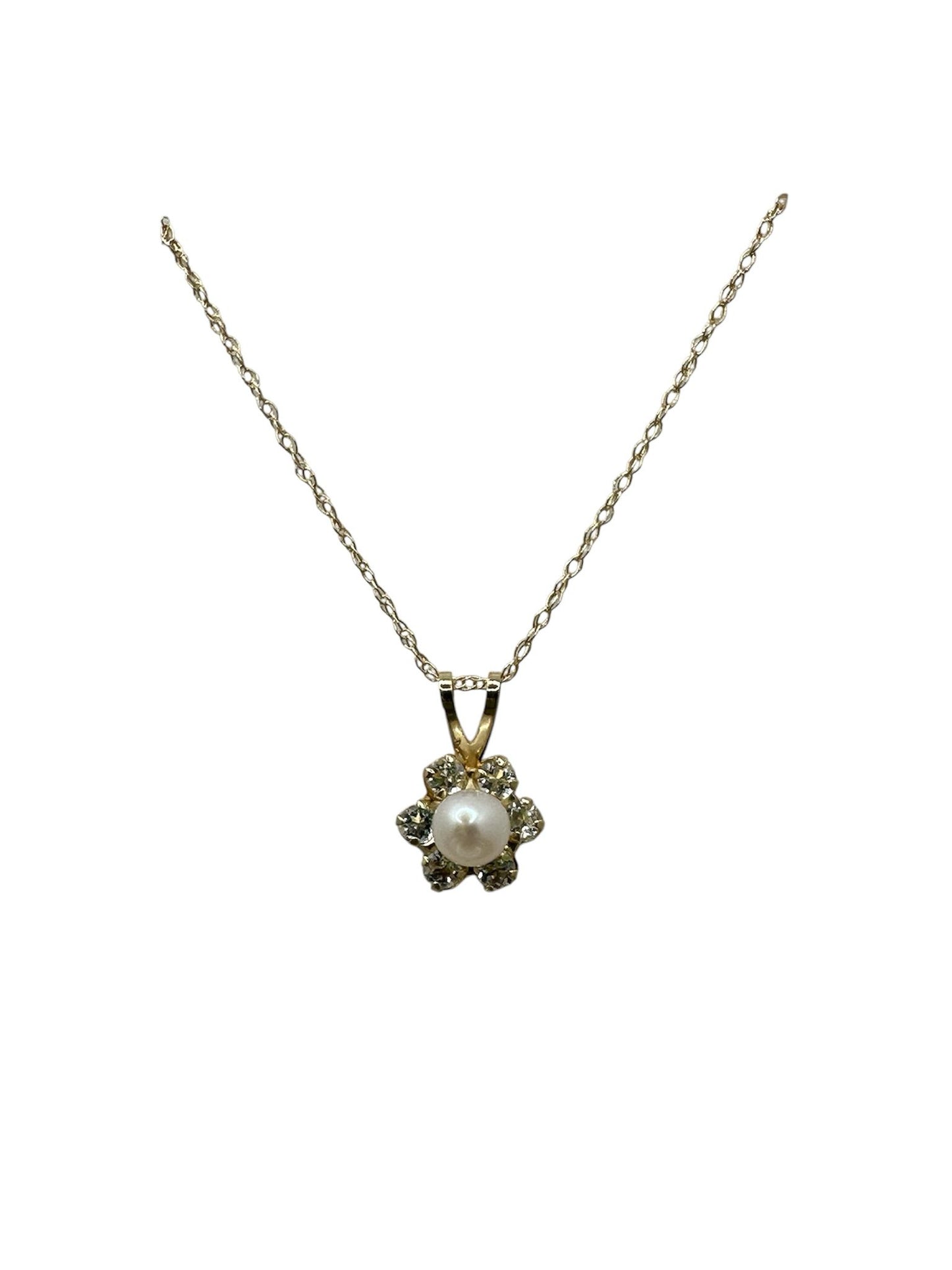 COLLAR DE PERLA Y PIEDRA DE TOPACIO BLANCO