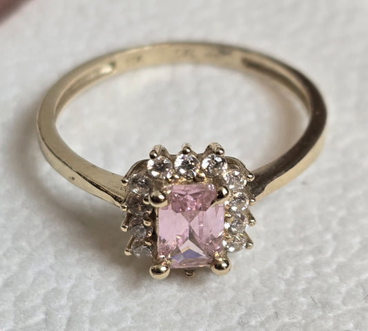 Anillo de piedra rosa