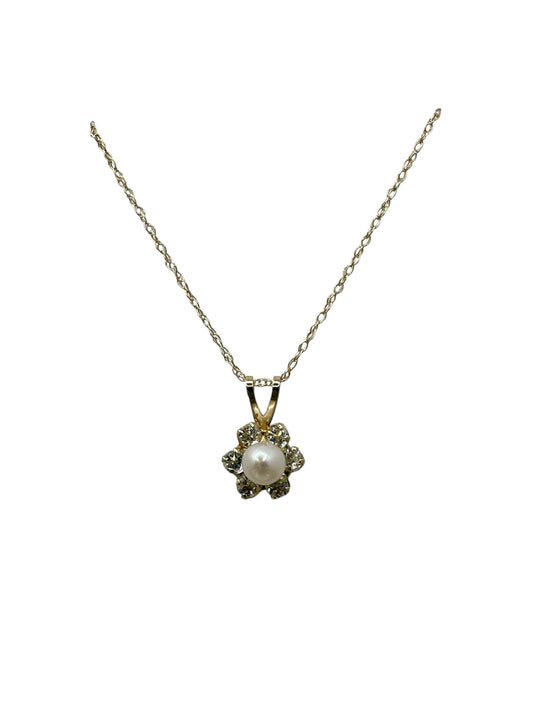 COLLAR DE PERLA Y PIEDRA DE TOPACIO BLANCO